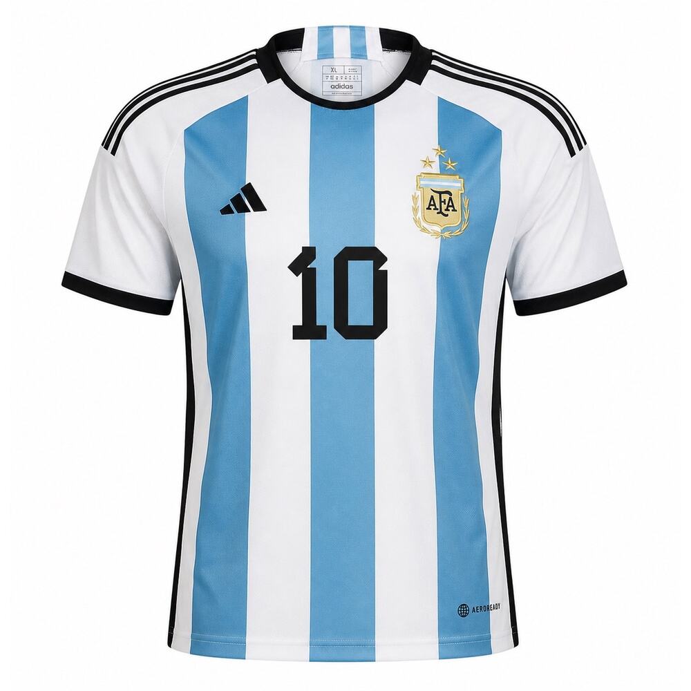 Adidas Argentina Jersey #10 Messi Style AFA Soccer Shirt Blue White Futbol XL